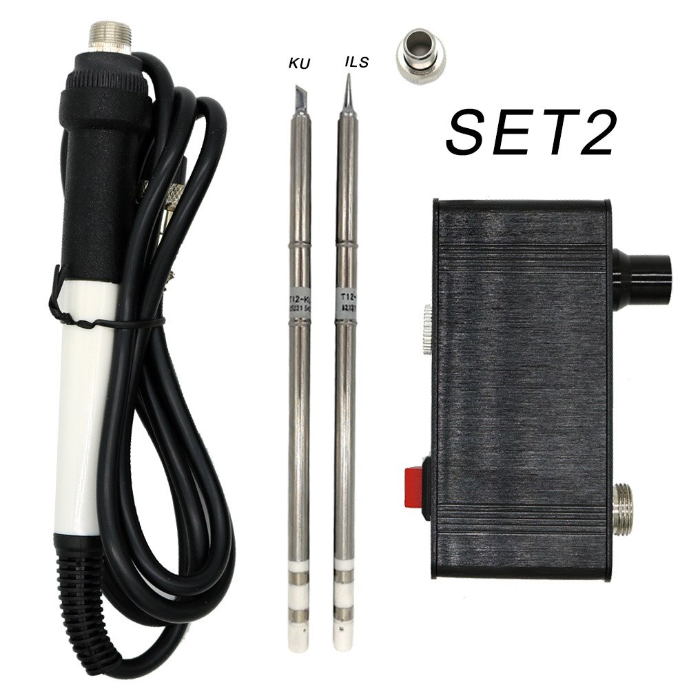 Quicko T12-942 Mini Oled Digitale Soldeerstation T12-907 Handvat Met T12-ILS JL02 Bl BC1 Ku Iron Tips Zonder Voeding: Set2