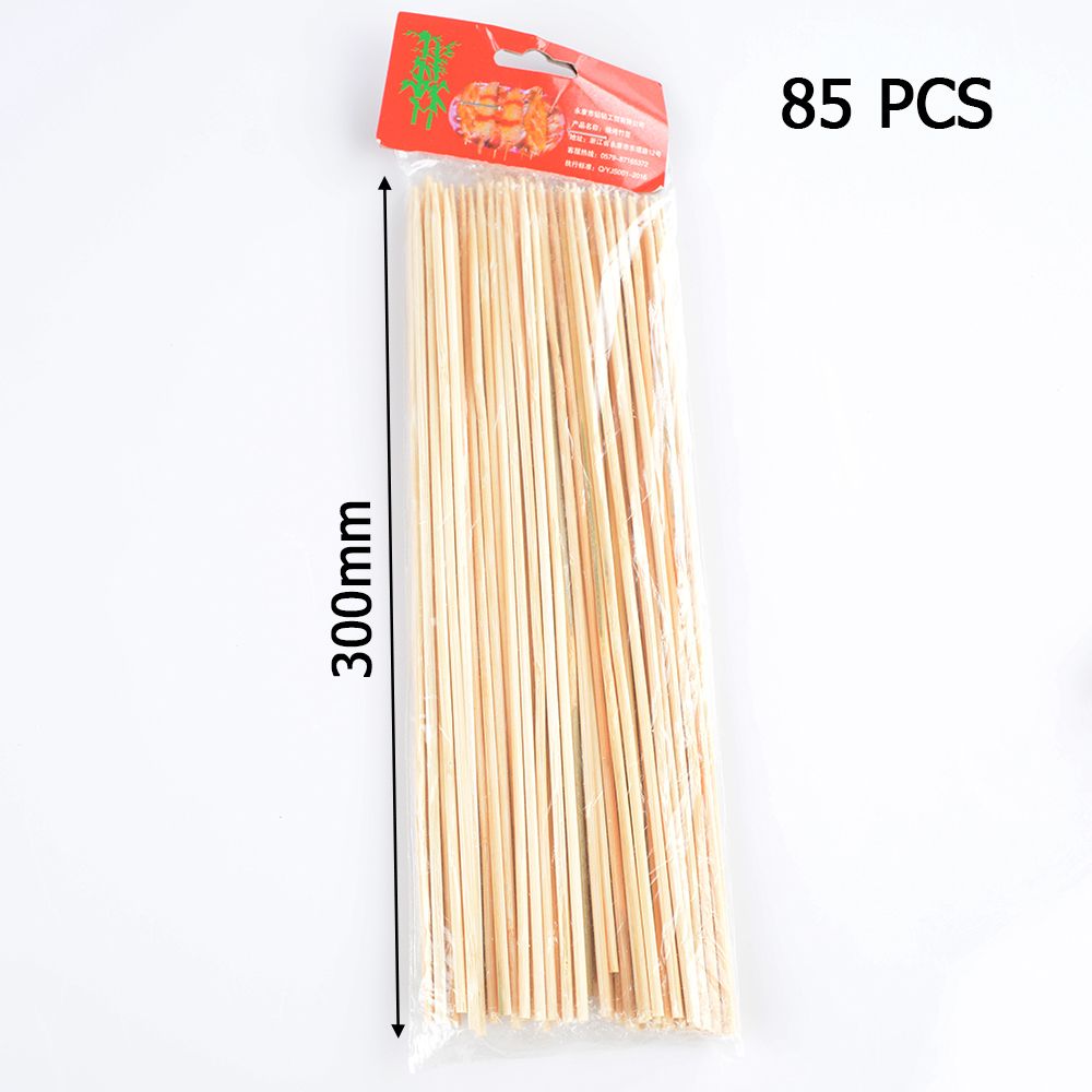 48Pcs Stevige Bamboe Spiesjes Houten Barbecue Kebab Fruit Fontein Sticks Party Buffet Eten Wegwerp Barbecue Spiesjes