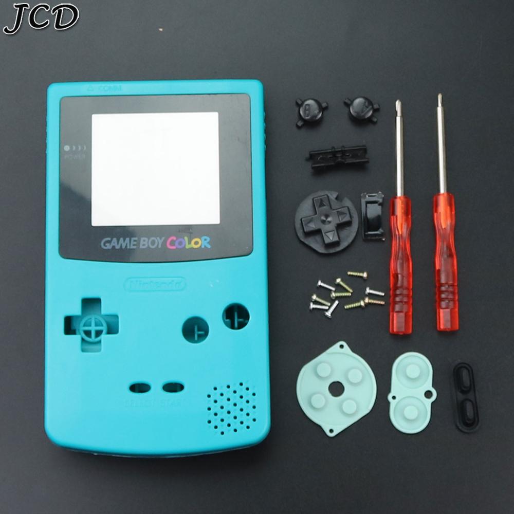 JCD For GBC Limited Edition Shell Replacement For Gameboy Color GBC game console full housing With Rubber Pads Screwdrivers: Blackish green