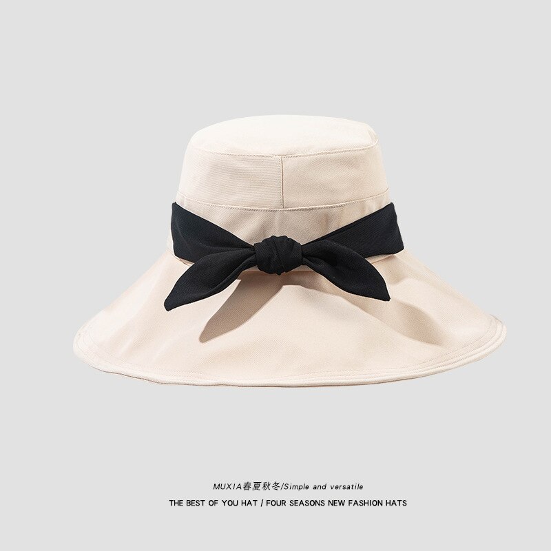 Vrouwen Vlinderdas Emmer Hoed Voor Dames Reizen Strand Zonnehoed Casual Brede Rand Visser Cap Zomer Lente Vouw zonnehoed: beige