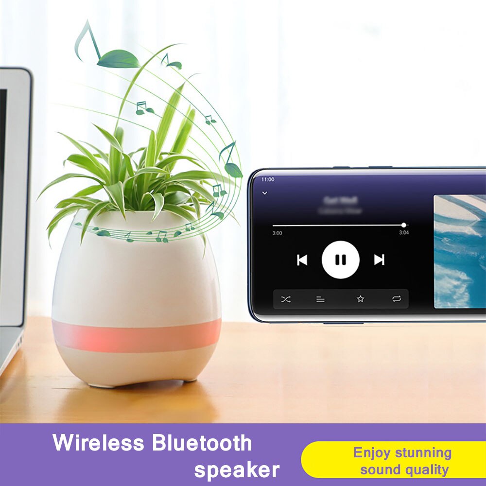 Intelligent musik urtepotte  k3 trådløs bluetooth højttaler kan spille varmt lys farverig lampe bluetooth højttaler sengelampe