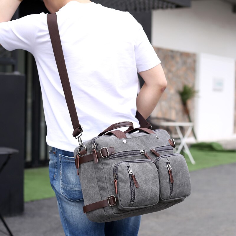 Los hombres bolsos de lona bandolera bandoleras cruzadas sólido alto capacidad hombre Casual de multifunción mochila portátil