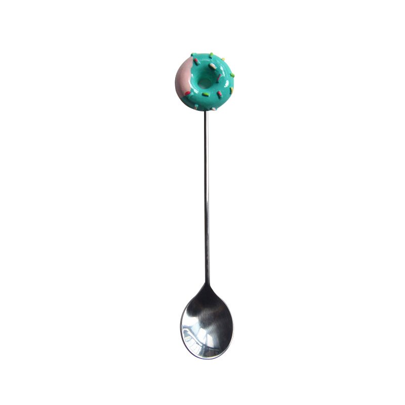 5pcs Kitchen Stainless Steel Doughnut Donuts Coffee Tea Spoon Set/Stirring Stick/Fruit Dessert Pastries Fork Set Donut fork spoo