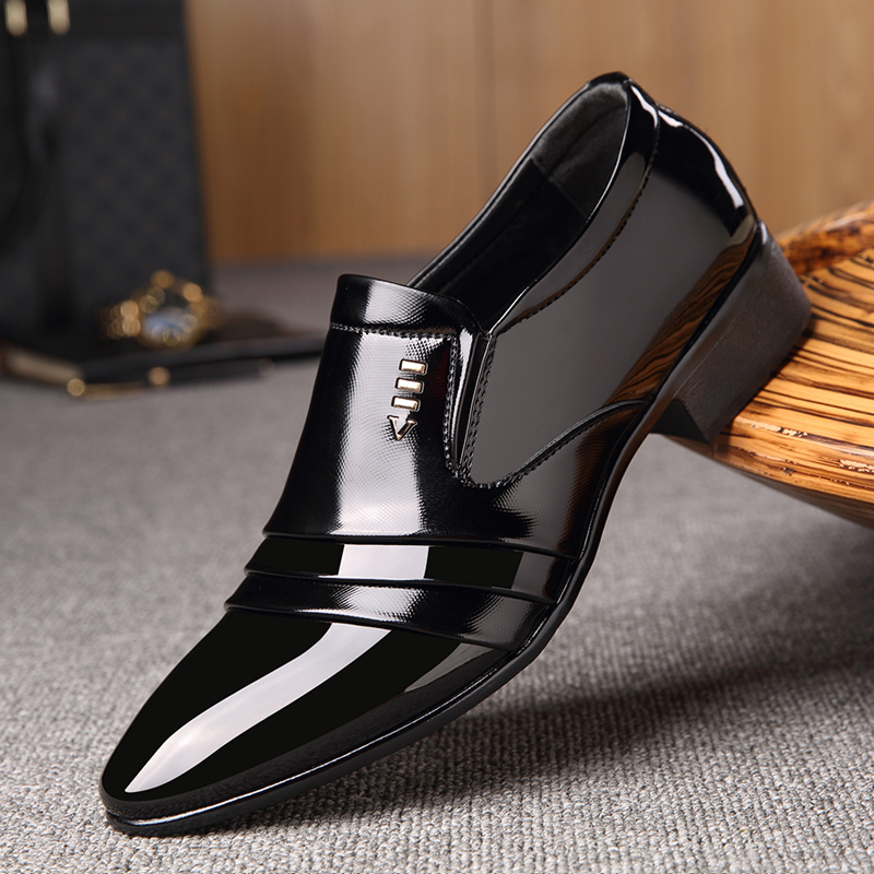 Zapatos de negocios para hombre con dedos puntiagudos y cubierta superior brillante, zapatos de vestir para hombre 99825