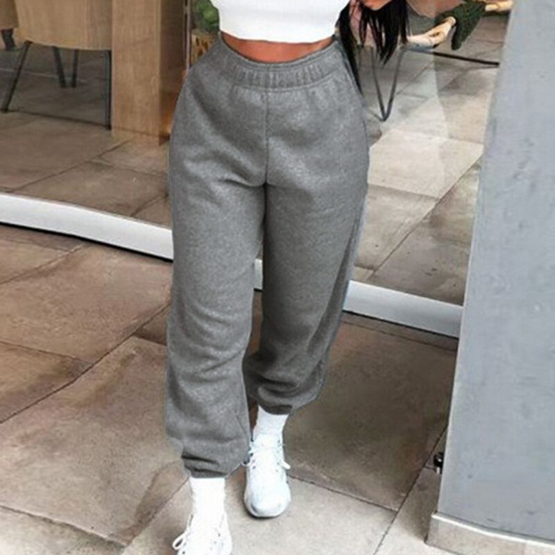 Harajuku Jogger Breite Bein Jogginghose Frauen Hosen Plus Größe Hohe Taille Hosen Streetwear Koreanische Beiläufige Kurze Schlauch Femme Herbst: Grau / XXL