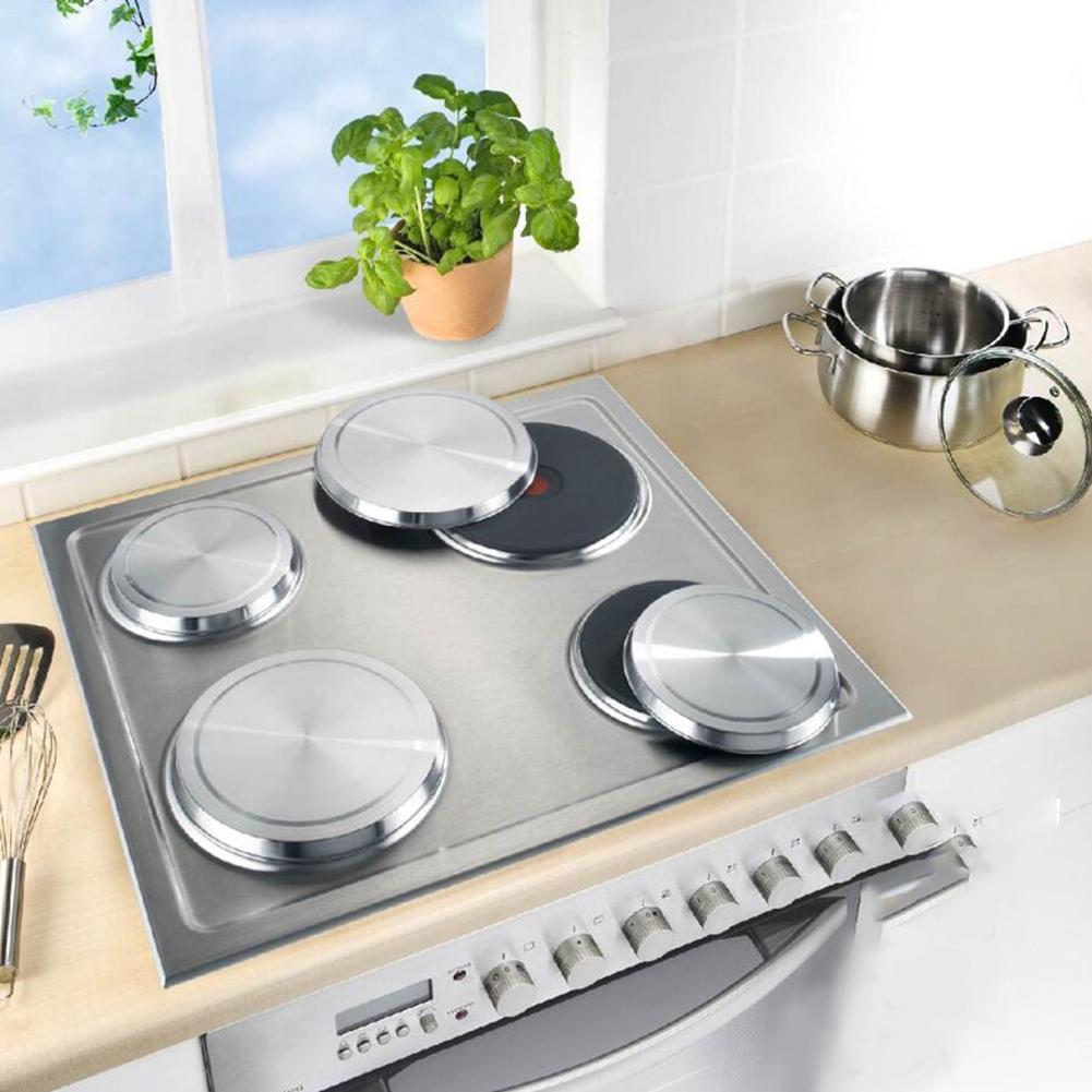 4pcs/Set Stainless Steel Kitchen Stove Top Covers Burner Round Cooker Protection Kitchen Cookware Cover Lid Cooking Tool