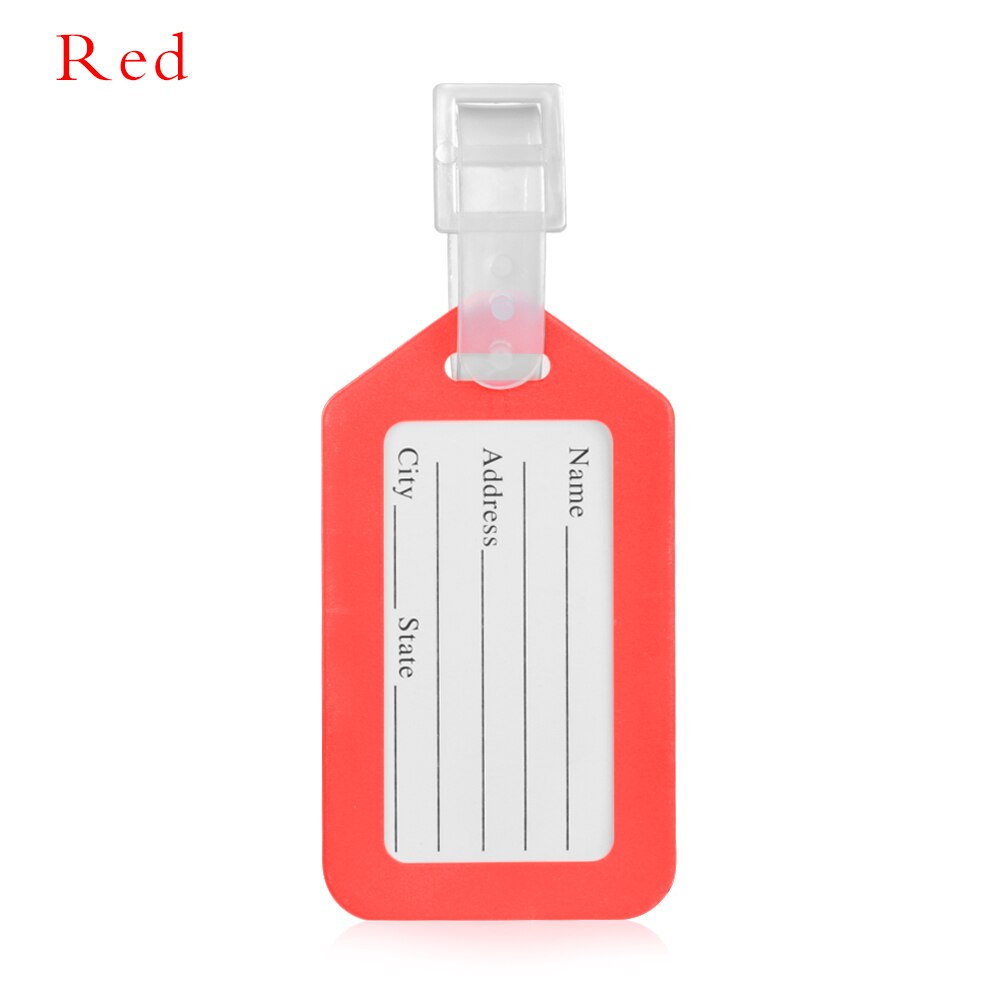 1 Uds. porta Dirección de identificación para maletas de viaje, etiqueta de equipaje de plástico, etiqueta de equipaje, etiqueta portátil, accesorios de viaje para hombres y mujeres: Rojo