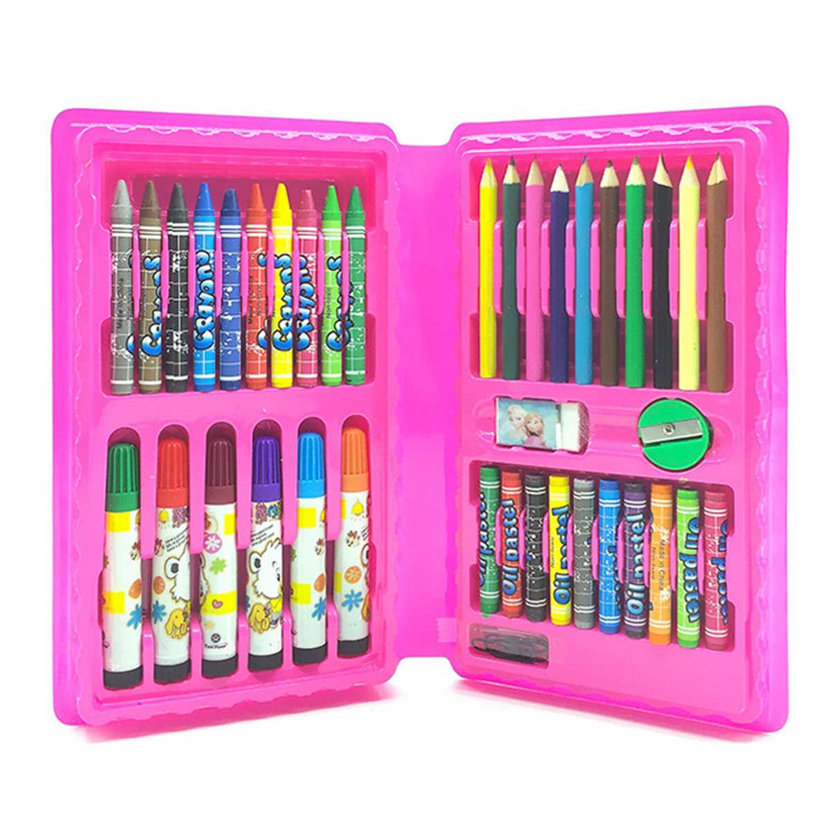 Juego de lápices artísticos de 150 Uds., juego de lápices de cera para pintar, rotuladores, pinceles, herramientas de dibujo, conjunto de suministros de guardería para: Pink 42PCS