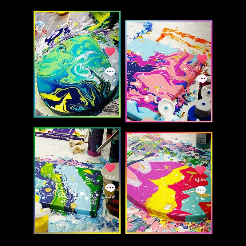 60ML Pigment Acrylic Paint Set Fluid Marbling Paint Acrylic Pouring Medium Drawing Tool For Artist DIY Art Supplies