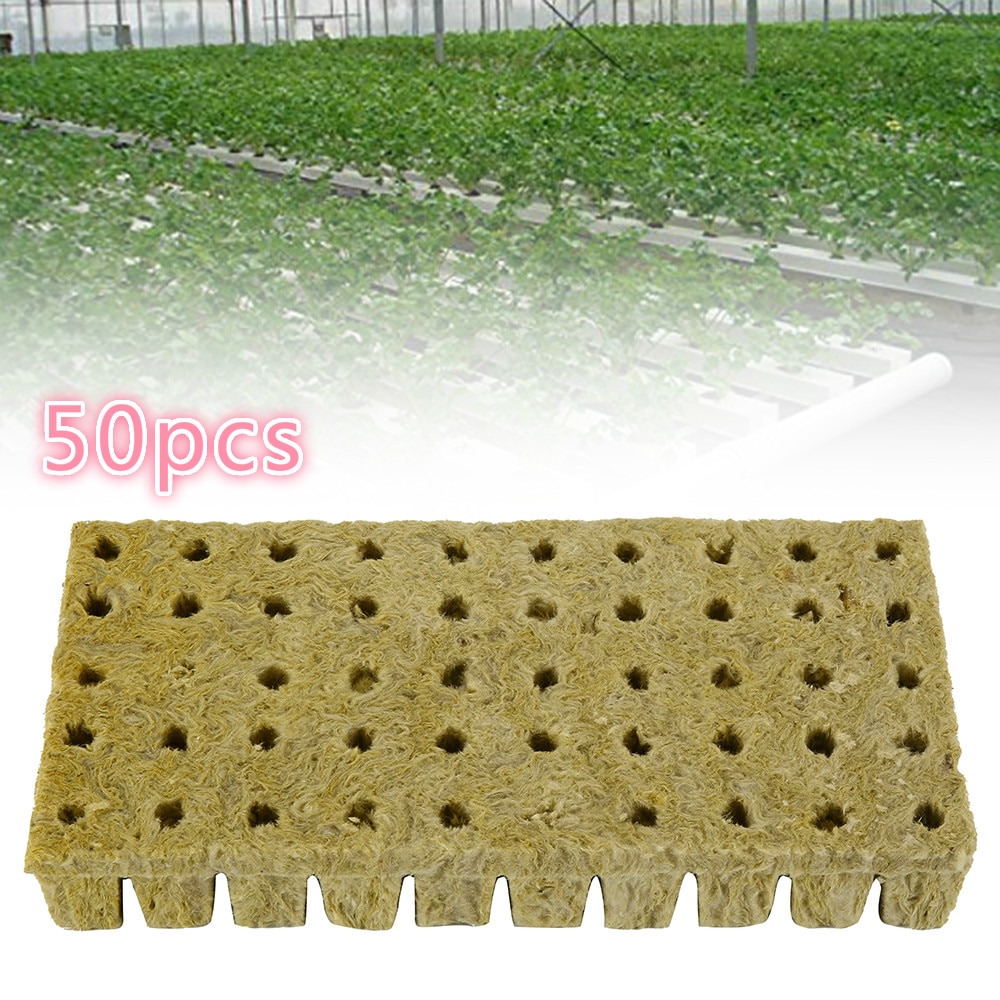 50 stk rockwool plantestarter vokse plug kuber base praktiske kuber for hage drivhus frukthage solrom hydroponic applikasjoner