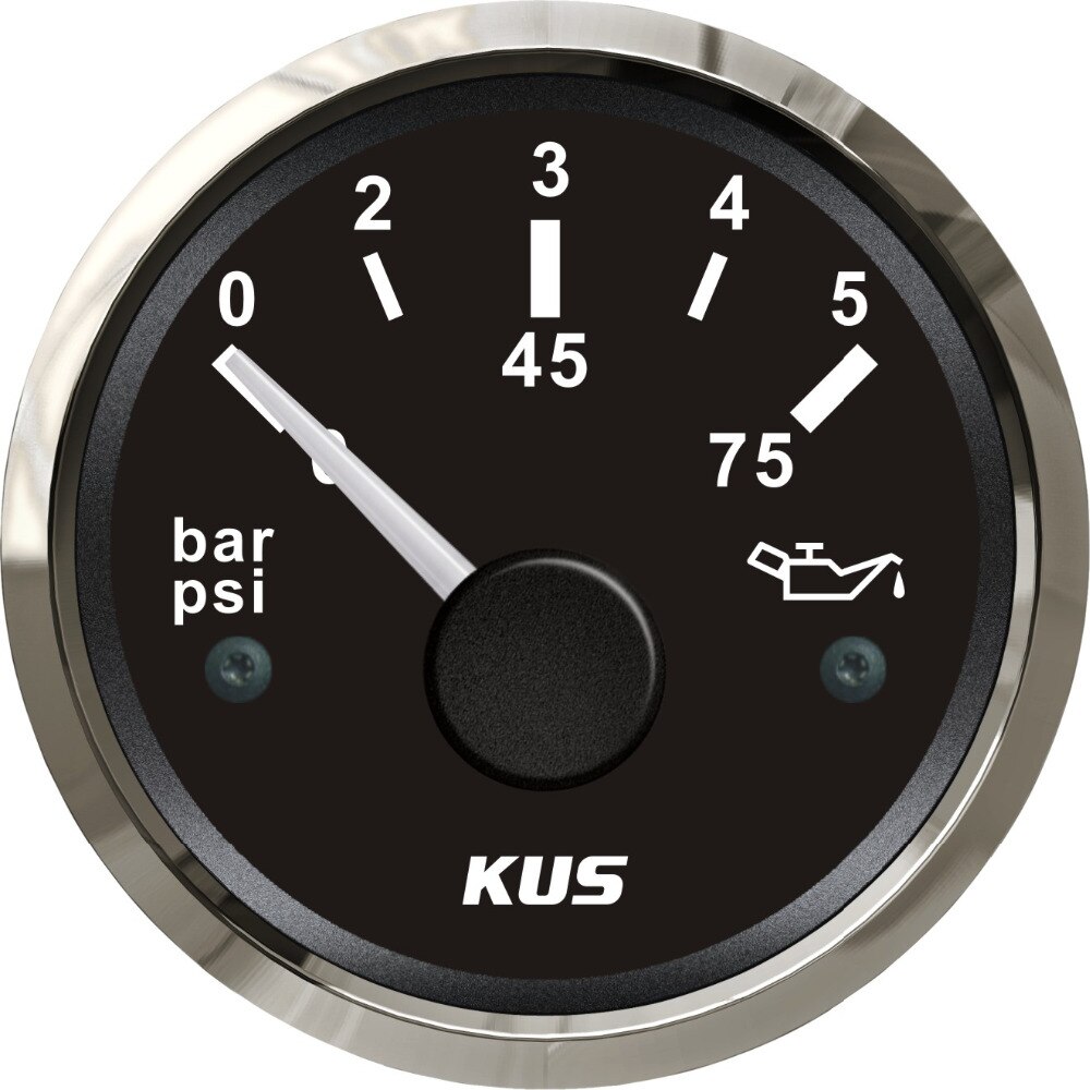 Kus 2 " båd bil olietrykmåler 0-5 bar 0-75 psi med rød og gul tilgængelig baggrundslys 12v/24v