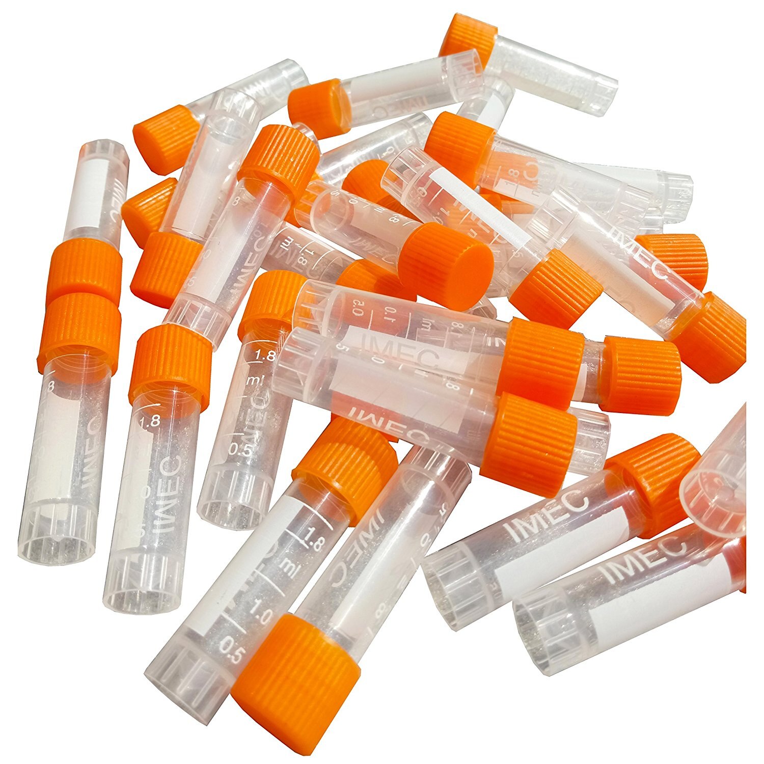Plastic Test Tube Centrifuge tube 1.8ml Lab Tubes ( Various colors available ) (Orange)