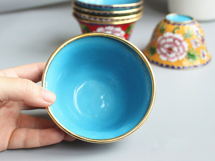 Chinese stijl oude Beijing craft cloisonne 4 inch water kom decoratie