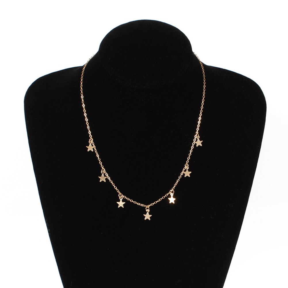 Goud Kleur Star Party Vrouwen Hanger Ketting Mode Vrouwelijke Choker Kettingen Sieraden Eenvoudige Dames Pentagon-Ster Sieraden