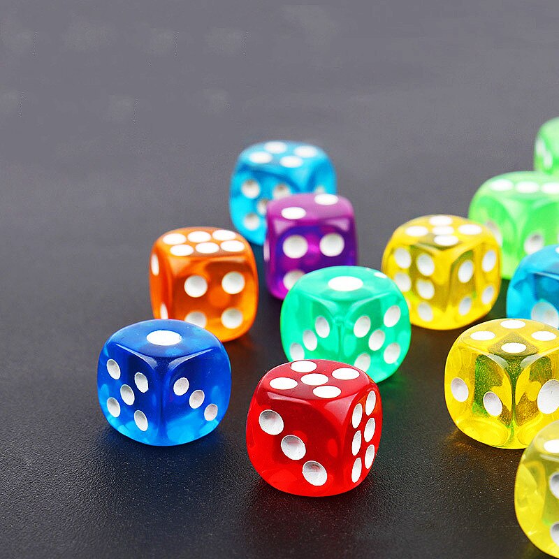 Dobbelstenen Set 10 Kleuren Acryl 6 Zijdige Transparante Dobbelstenen Voor Club/Party/Familie Games 14Mm