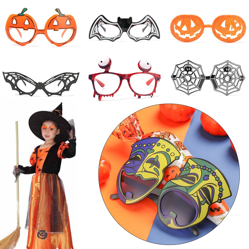Masquerade Party Halloween Glasses Funny Pumpkin Skull Spider Web Glasses Scary Eyeball Halloween Decorations Glasses
