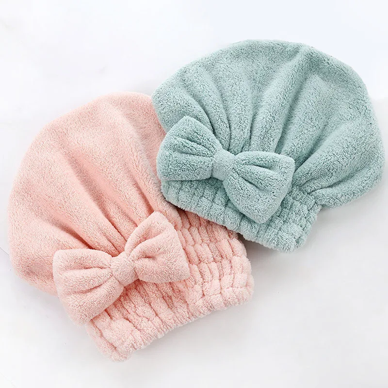 Enveloppement de serviette de cheveux en bambou, Turban de douche en microfibre pour séchage de cheveux avec nœud papillon, serviettes absorbantes à séchage rapide pour femmes Anti-frisottis