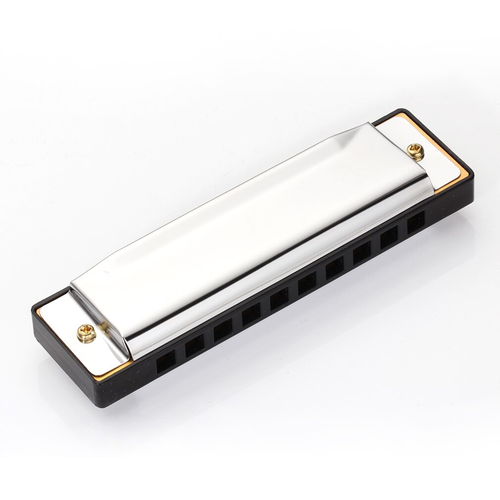 sale10-Hole Diatonic Harmonica Silver Blues Diatonic Harp Harmonicon 10 Holes Musical Instrument Alloy Harmonica Mouth Organ: Default Title