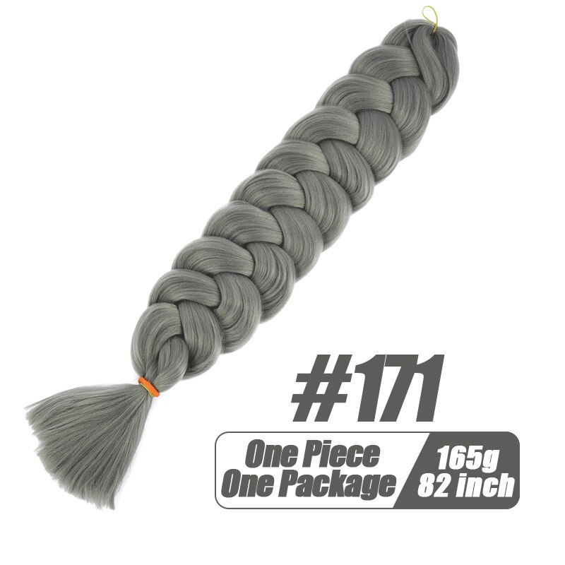 Más allá de cabello trenzado sintético de una pieza, trenza de fibra térmica de 82 pulgadas, 165g, extensiones de cabello trenzado Jumbo de ganchillo de Color puro: #Gris / 6 unids/lote
