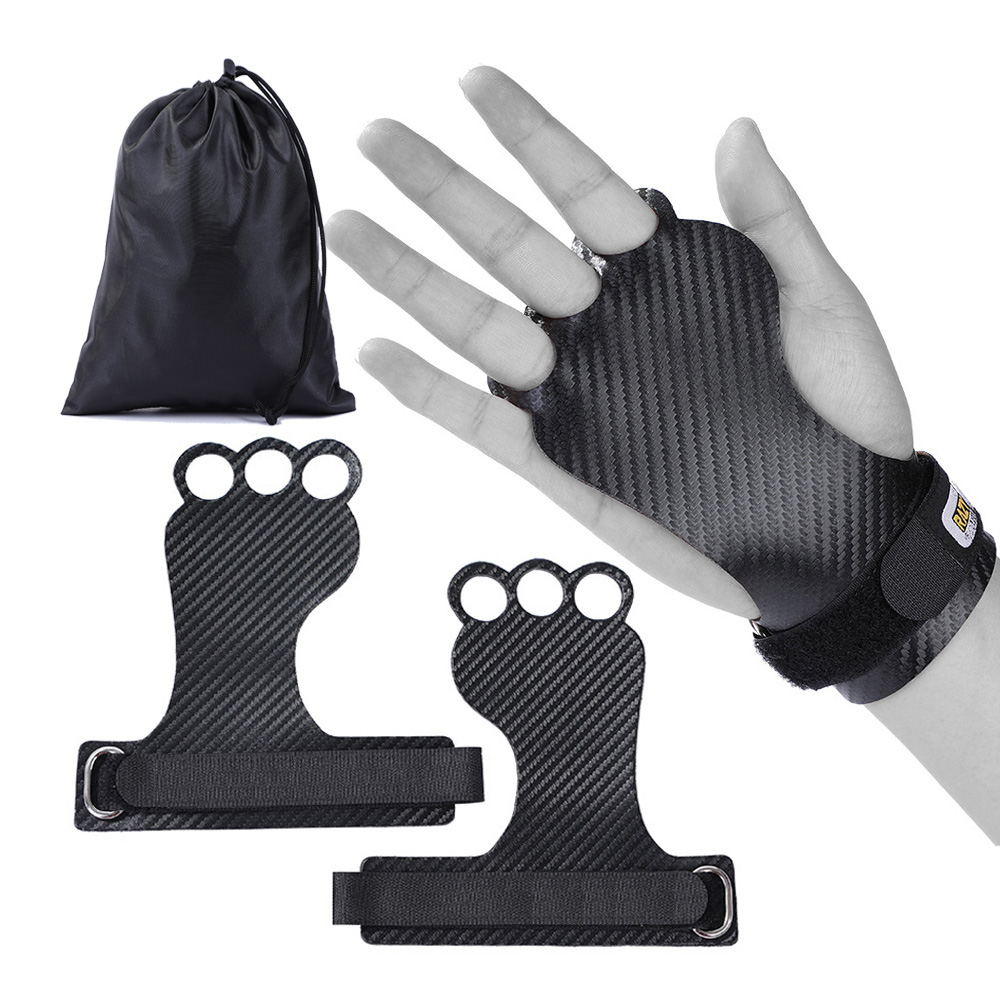Empuñaduras de mano de carbono para gimnasia, guantes de agarre para levantamiento de pesas, Crossfit, Protector de Palma de entrenamiento, ergonómico: YELLOW / M