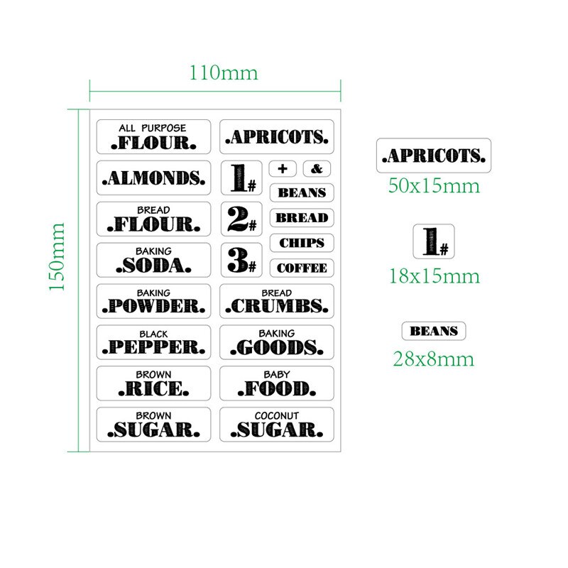 132pcs Transparent Waterproof Kitchen Sticker Food Room Marker Food Sorting Label Clear Sticker Can Item Mark