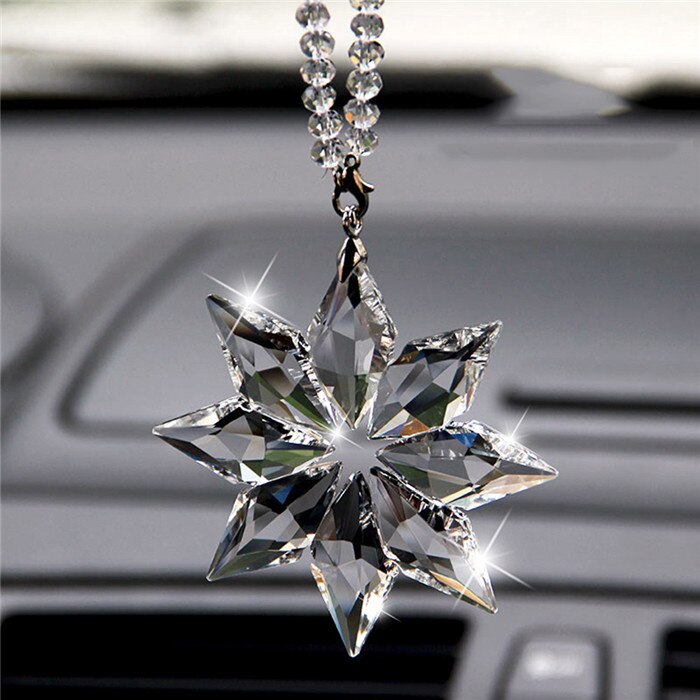 Transparent Crystal Snowflakes Car Pendant Decoration Ornaments Sun Catcher Snowflake Hanging Trim Accessories Christmas: A