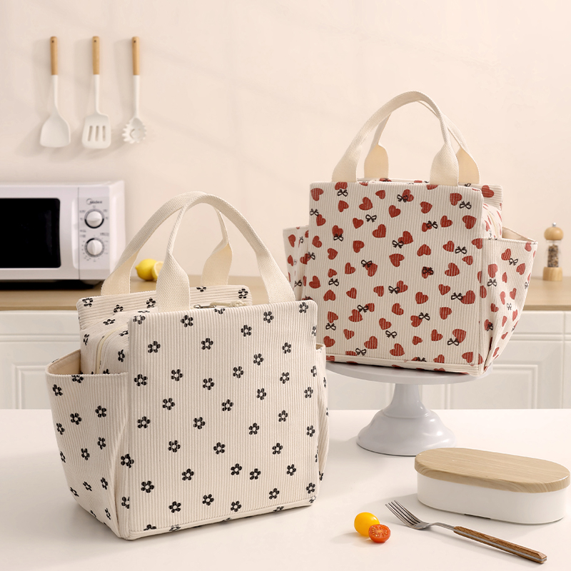 Sztruksowa torba na lunch Izolacja termiczna Pudełko na drugie śniadanie Torebka do przechowywania Wielofunkcyjna torba termoizolacyjna dla dzieci Piknik FoodPouch
