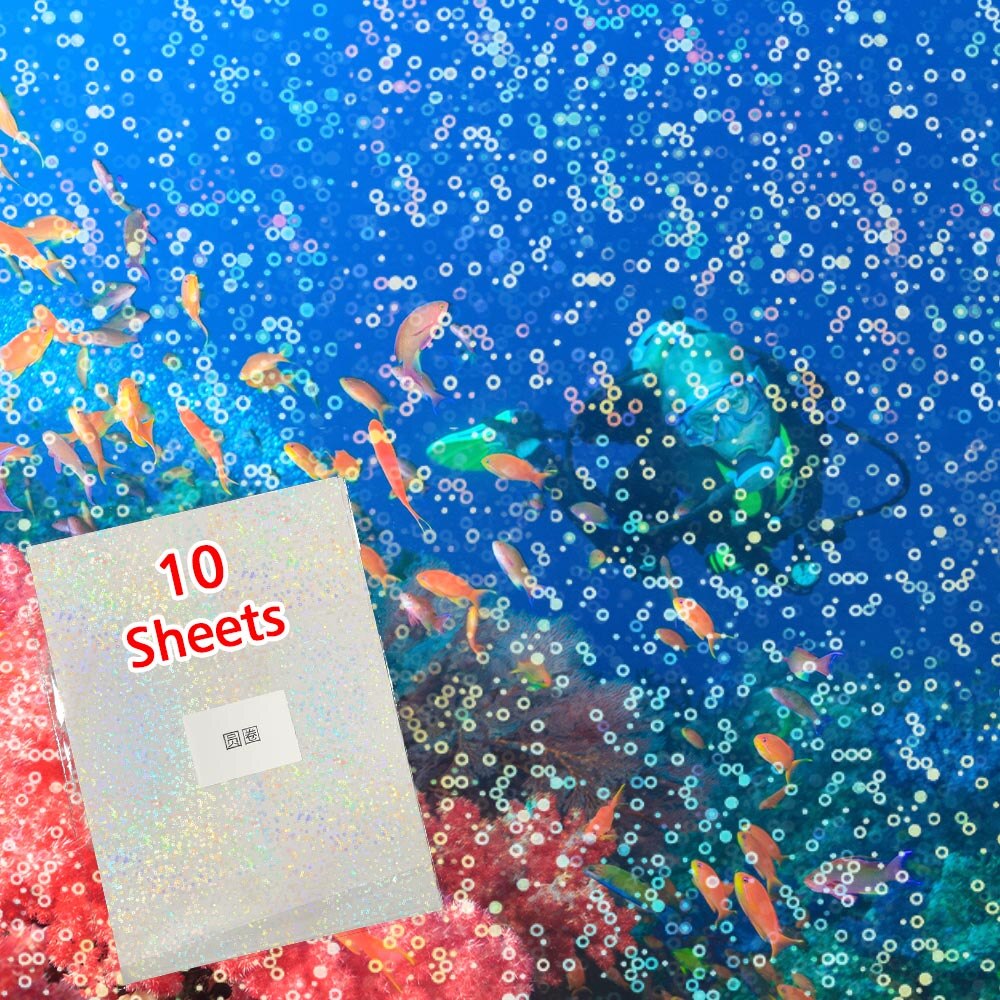 10 Blätter Transparentem Folie Klebeband Kalt Laminieren Film Zurück Holographische Heißer Stanzen Auf Foto Laminieren Film DIY Karte: Kreis