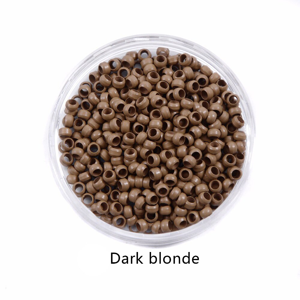 1000 pièces/bouteille Micro Nano anneaux 2.5mm liens perles Silicone matériel adapté pour Extensions de cheveux sans bavure: Gray Blonde