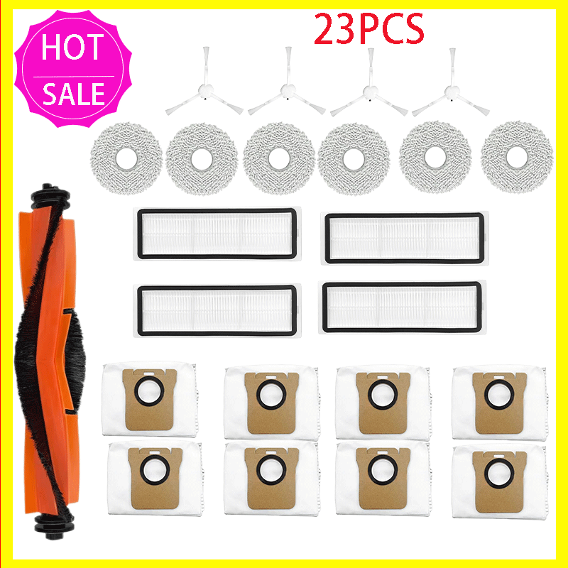 Voor (Xiaomi Robotstofzuiger X10+ / X20+ / X20 Plus) Reserveonderdelen Accessoires Hoofdzijborstel Mop Doek Stofzakfilter: Oranje