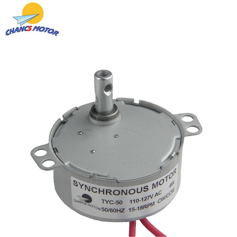 Chancs tyc -50 lille synkron synkronmotor 110v ac 15-18 o / min cw / ccw 4w gear syn motor til elektrisk pejs