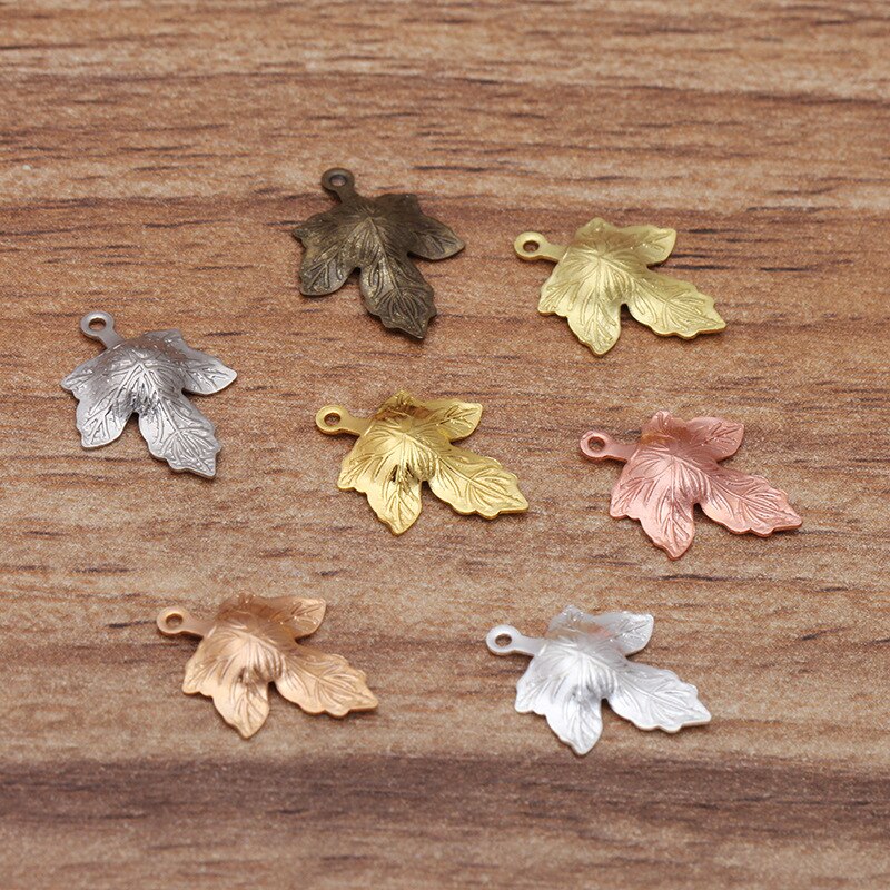 20pcs/lot 12*15mm Maple Leaf Charms For DIY Hair Jewelry Earrings Leaves Pendants Jewelry Making Accessories Parts 030