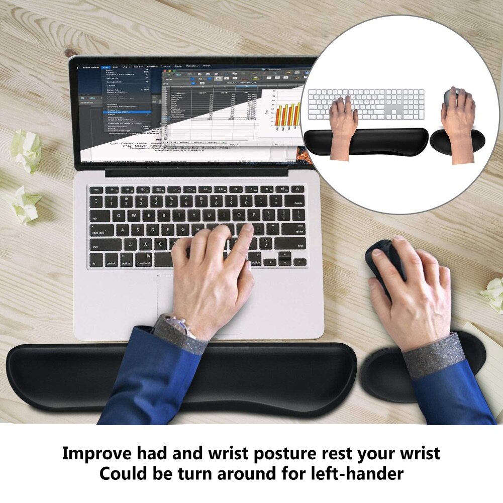 Keyboard Raised Hands Support Wrist Rest Cushion Mouse Comfort Pad for PC Laptop