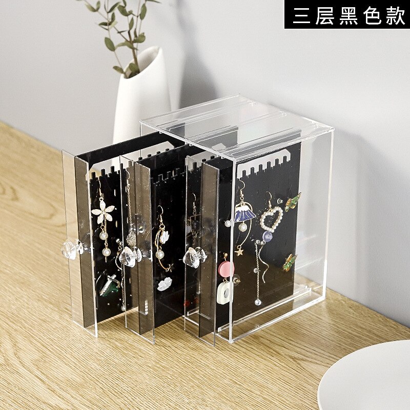 Stud Earrings Jewelry Necklace Acrylic Hanger Plastic Transparent Earrings Storage Box Drawer Cosmetic Make Up Organizer: 2