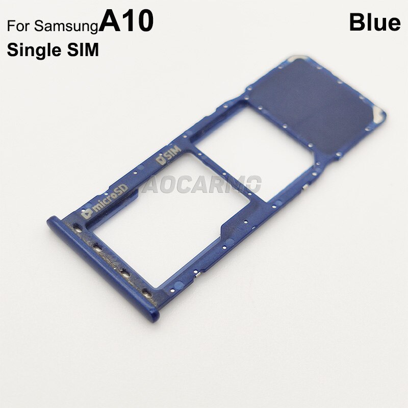 Aocarmo Voor Samsung Galaxy A10 Dual & Enkele Sim-kaart Microsd Houder Nano Sim Card Tray Slot Vervanging Deel: Single Blue