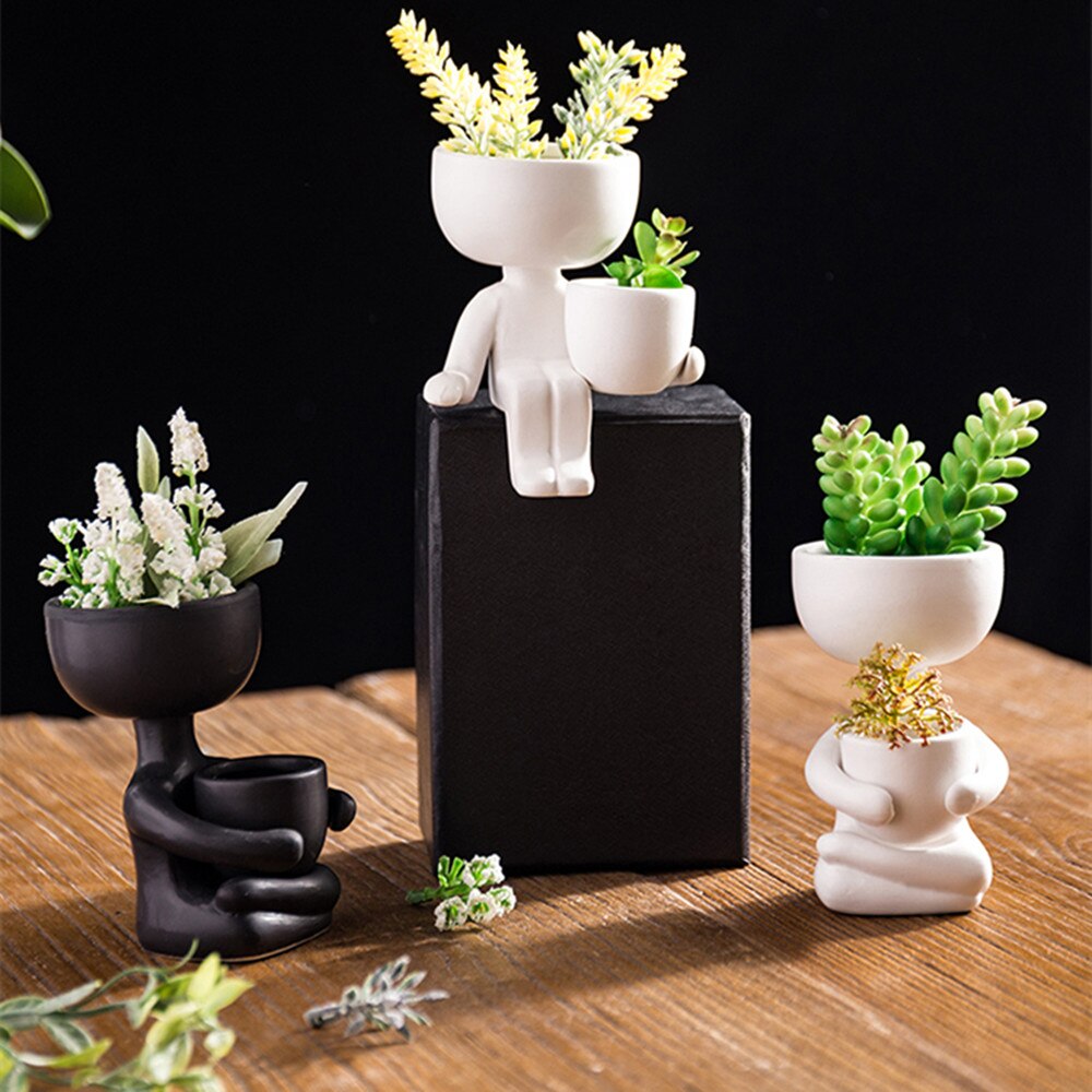 Ceramic Crafts Fleshy Flower Vase Home Decoration Humanoid Ceramic Flower Pot Vase Plant Pot