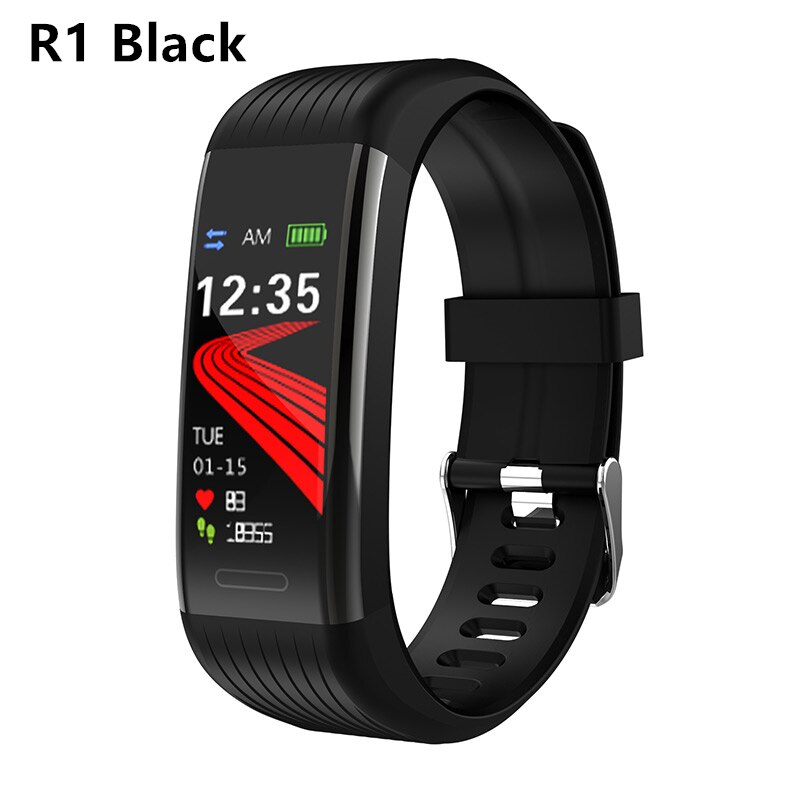 Sport Fitness Braccialetto Activity Tracker Misuratore di Pressione Sanguigna Intelligente Del Braccialetto Monitor di Frequenza Cardiaca Impermeabile Intelligente Orologio Per Android IOS: R1 Black