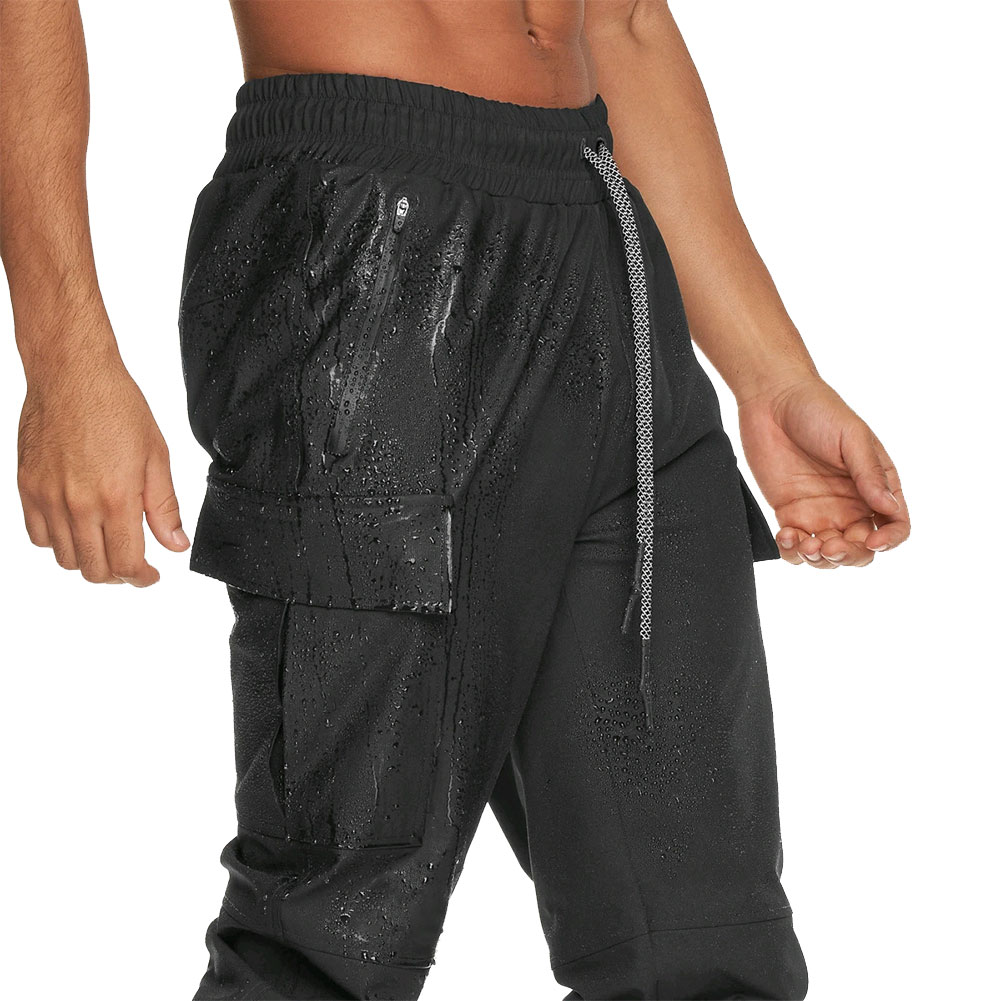 herbst Männer schlank passen Wasserdichte Lauf Hosen Einfarbig Kordelzug Strahl Füße lässig Hosen lässig Sport Sweatpant: Schwarz / XL