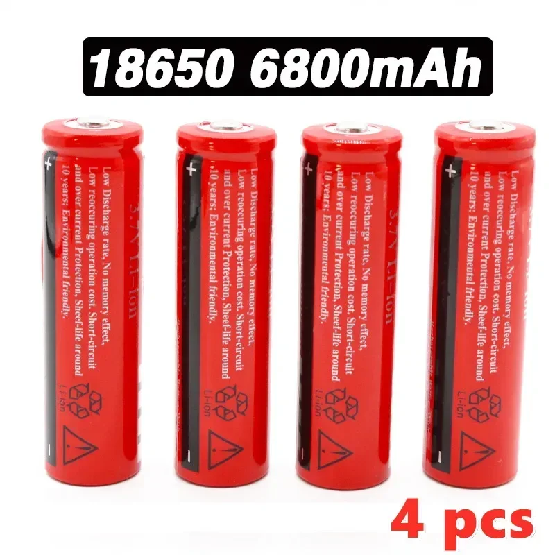 18650 recharable battery 3.7V 6800 mAh 18650 rechargeable lithium-ion battery 3.7V for LED flashlights: black