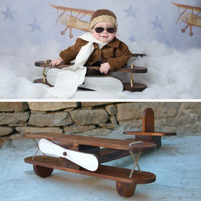 Baby Fotografie Requisiten Posiert Requisiten Mini Holz Flugzeug Baby Schießen Zubehör retro Flugzeug sterben Hundert Schild Foto Kreative Requisiten