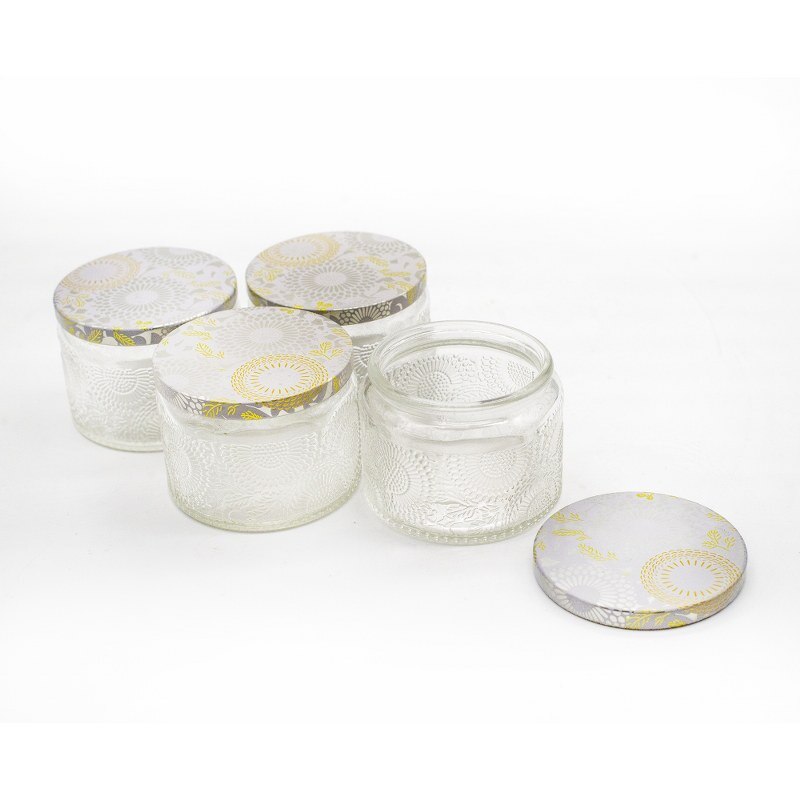 4Pcs Glas Container Potten Voor Kaarsen Maken Materiaal Lege Kaars Jar Kit Kleurrijke Kaars Maken Levert Accessoires: 4pcs clear