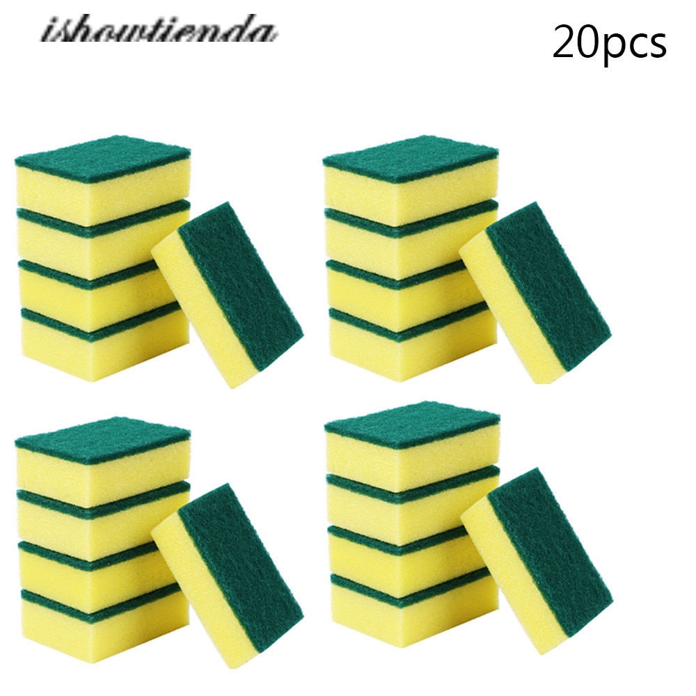 30pcs Double-sided Decontamination Cleaning Dishwashing Sponge Kitchen Nano Emery Magic Clean Rub Pot Rust Focal Stains Sponge