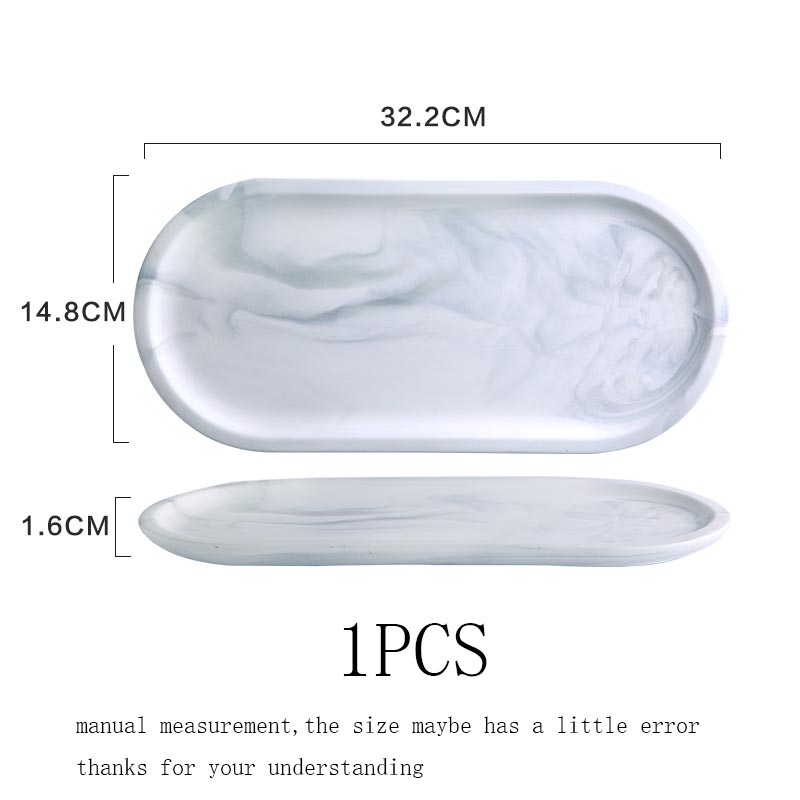 Nordic Style Ceramic Marble Texture Long Plate Home Big Fish Dish Pastry Fruit Oval Shape Saucer Plates Dinnerware Tableware