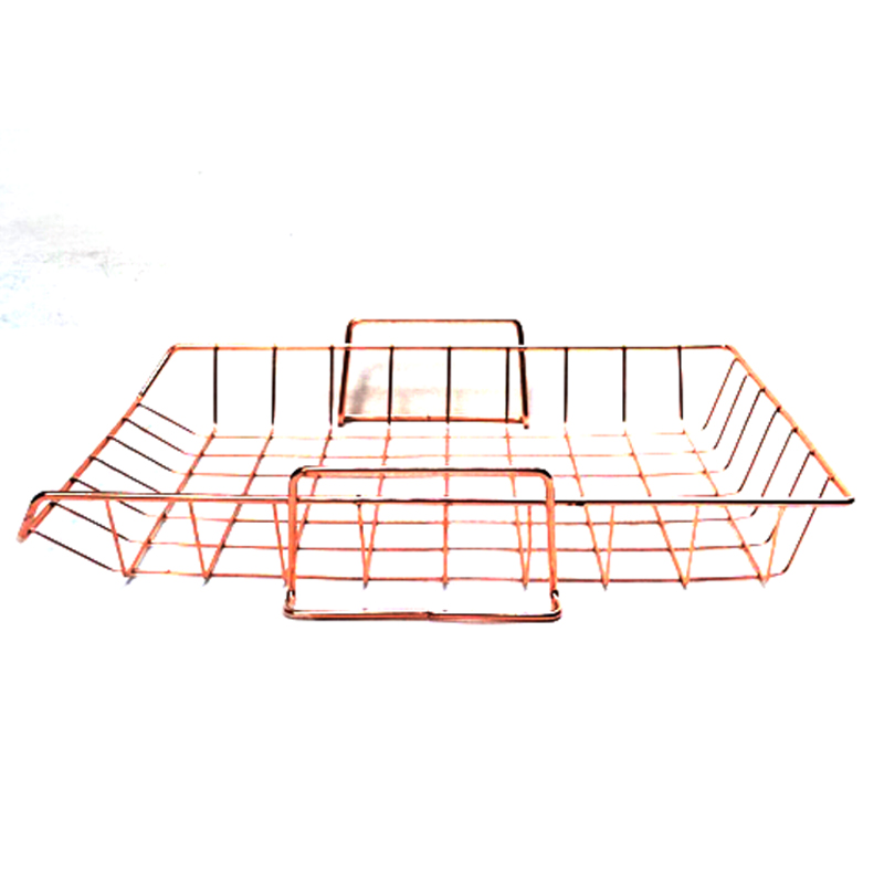 Rose Golden Office School Supplies Desk Accessories Organizer File Tray Mesh Wire Metal Document Tray Stackable File Tray