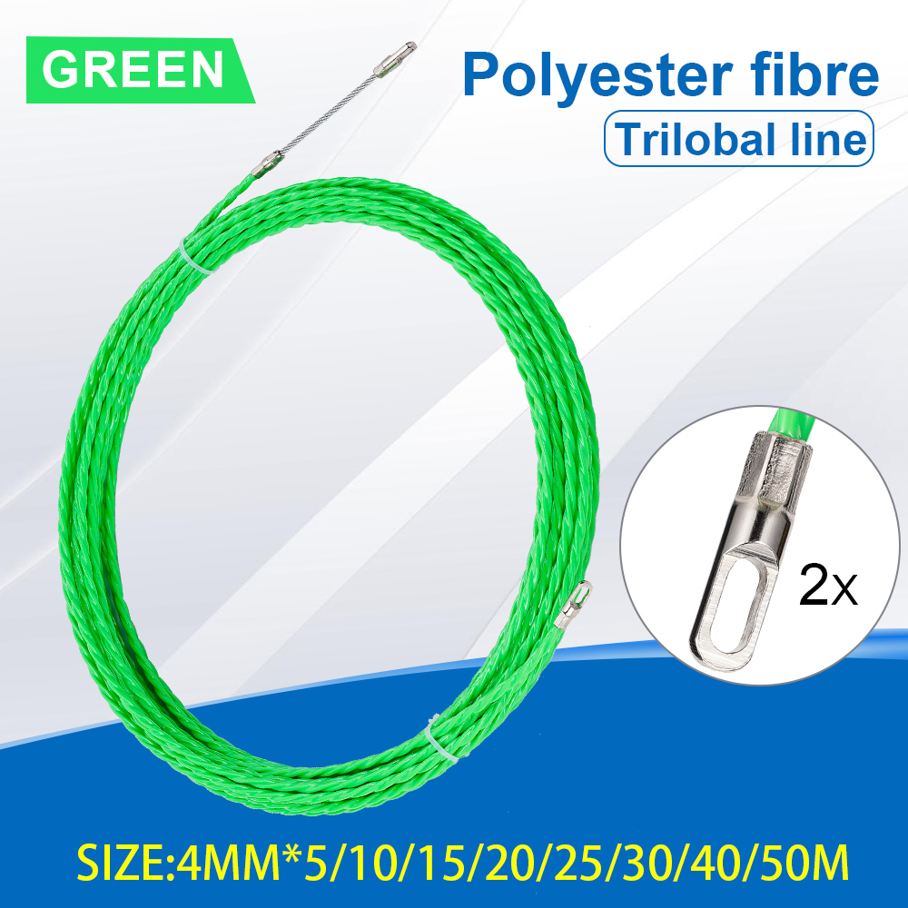 4mm 5m-50m Fiberglass Cable Push Pullers Duct Snake Rodder Fish Tape Wire Pom Fish Draw Tape Electrical Cable Puller Aid Tool