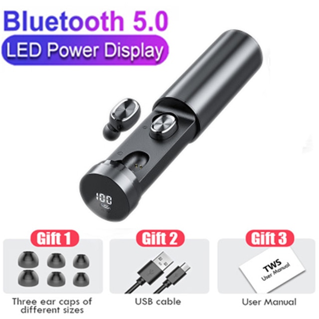 B9 TWS Bluetooth écouteur sans fil casque étanche écouteurs LED affichage HIFI Sport Heasets avec micro jeu musique: b9 black