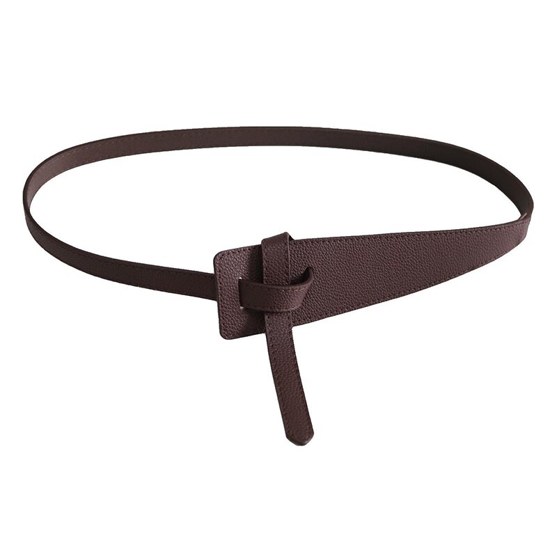 Cinturón largo ancho de cuero para mujer, cinturones de corsé anudados en la cintura, negro, falda, abrigo, accesorios de ropa: coffee
