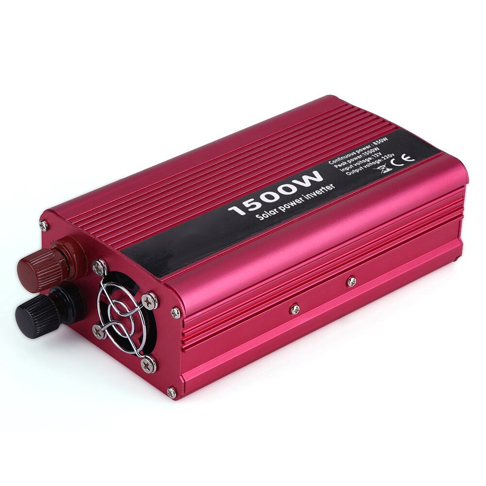 Rød 1500w dc 12v til  ac 220v power inverter converter med usb port 220 vac outlets indbygget køleventilator til hjemmebil udendørs brug