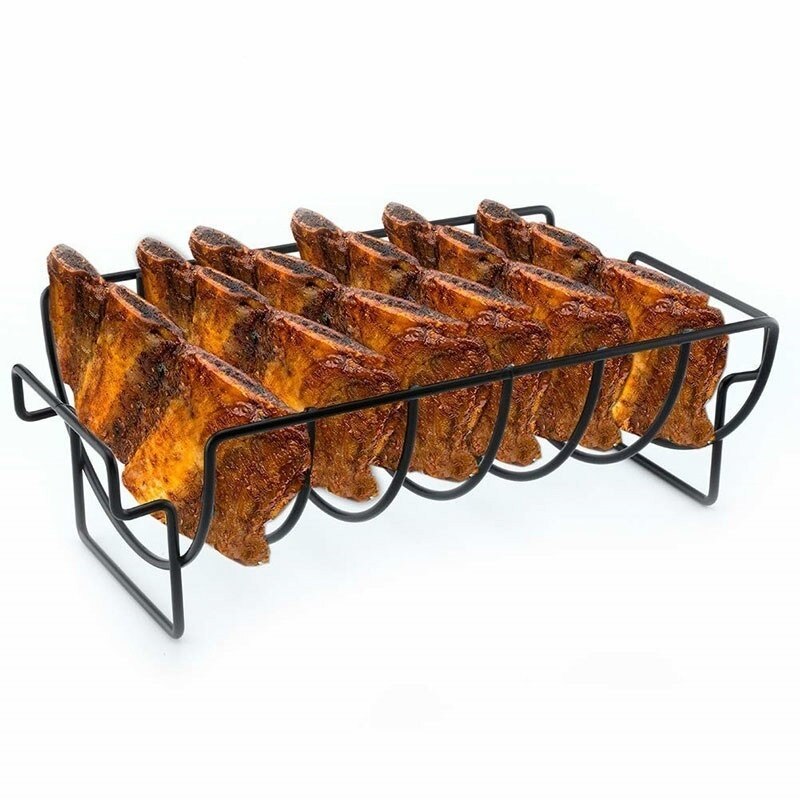 Non-stick ribbehylle stativ grillribbe og stekestativ rustfritt stål grilling bbq kylling biff ribber rack grillkurv