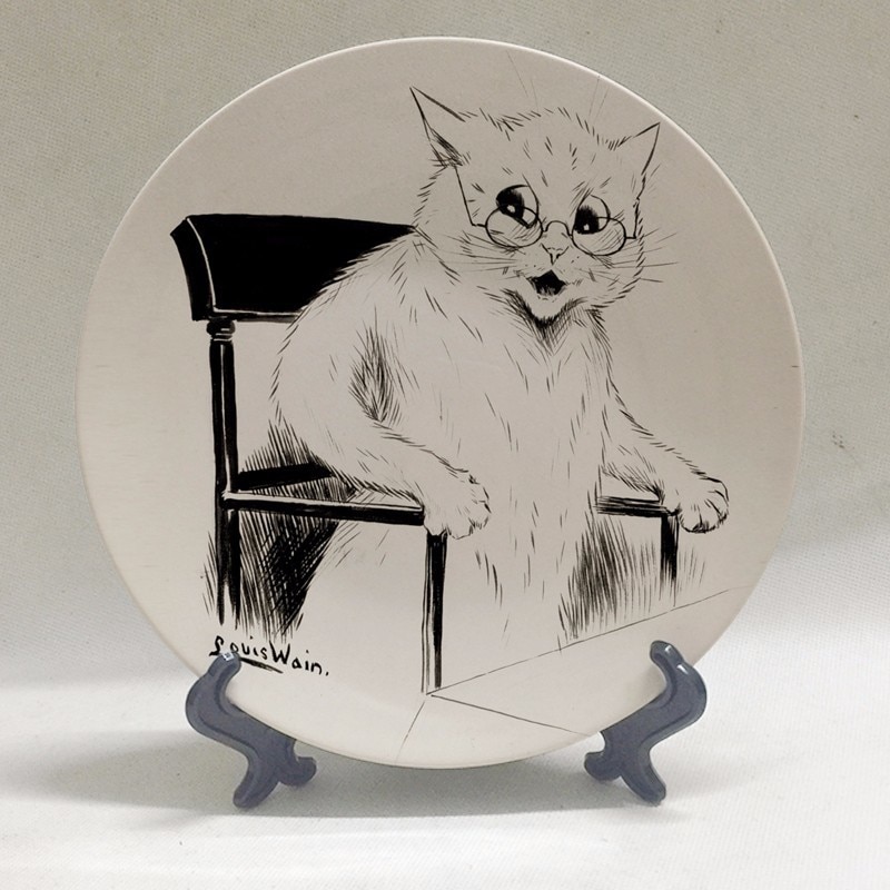 Louis Wain Art Plate Wall Dish Anthropomorphic Cats Kaleidoscope Cats Wall Decorative Plate Hanging Plate Background Decoration: H
